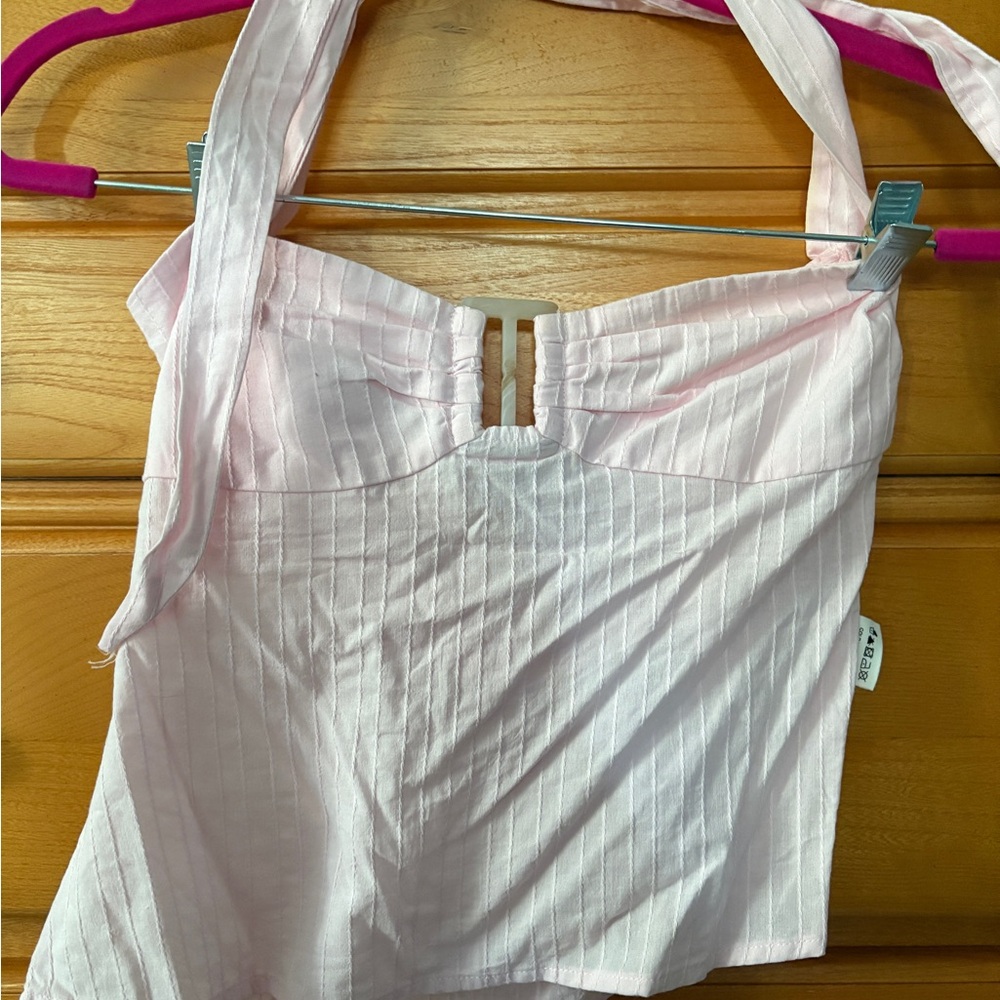 Princess Polly Light Pink Halter Tie Top